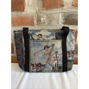 Vintage 9.5" X 7" Holdings Fine Accessories Golf Themed Tapestry Tote Bag